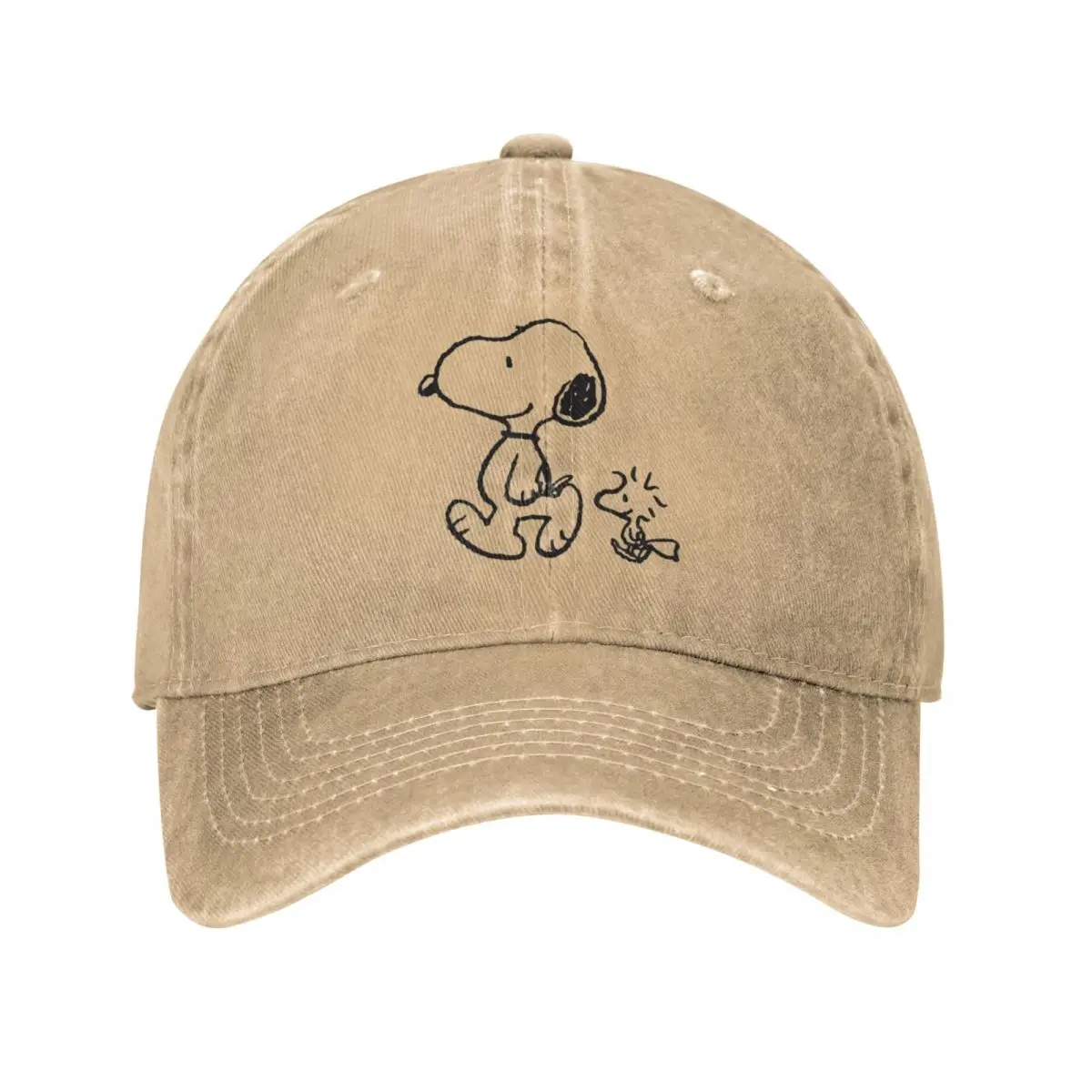 Peanuts Snoopy Woodstock Walk Unisex Style Baseball Cap Distressed Cotton Hats Cap Classic Outdoor Travel Adjustable Fit Sun Cap