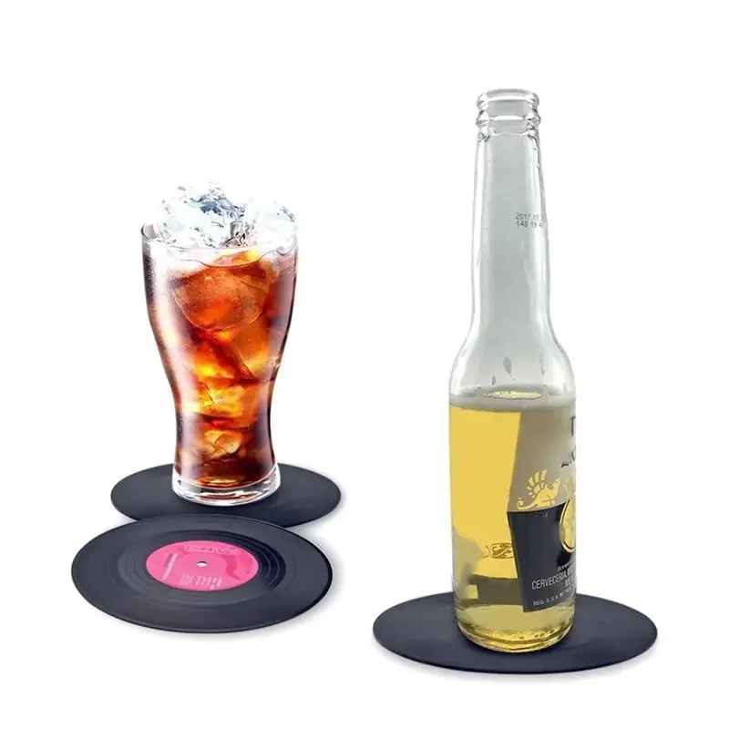 [NEW A09R!】 Vinyl Record Coasters 12Pcs Set For Hot Coffee Cups, Retro Style Decor, Efficient Desktop Protection