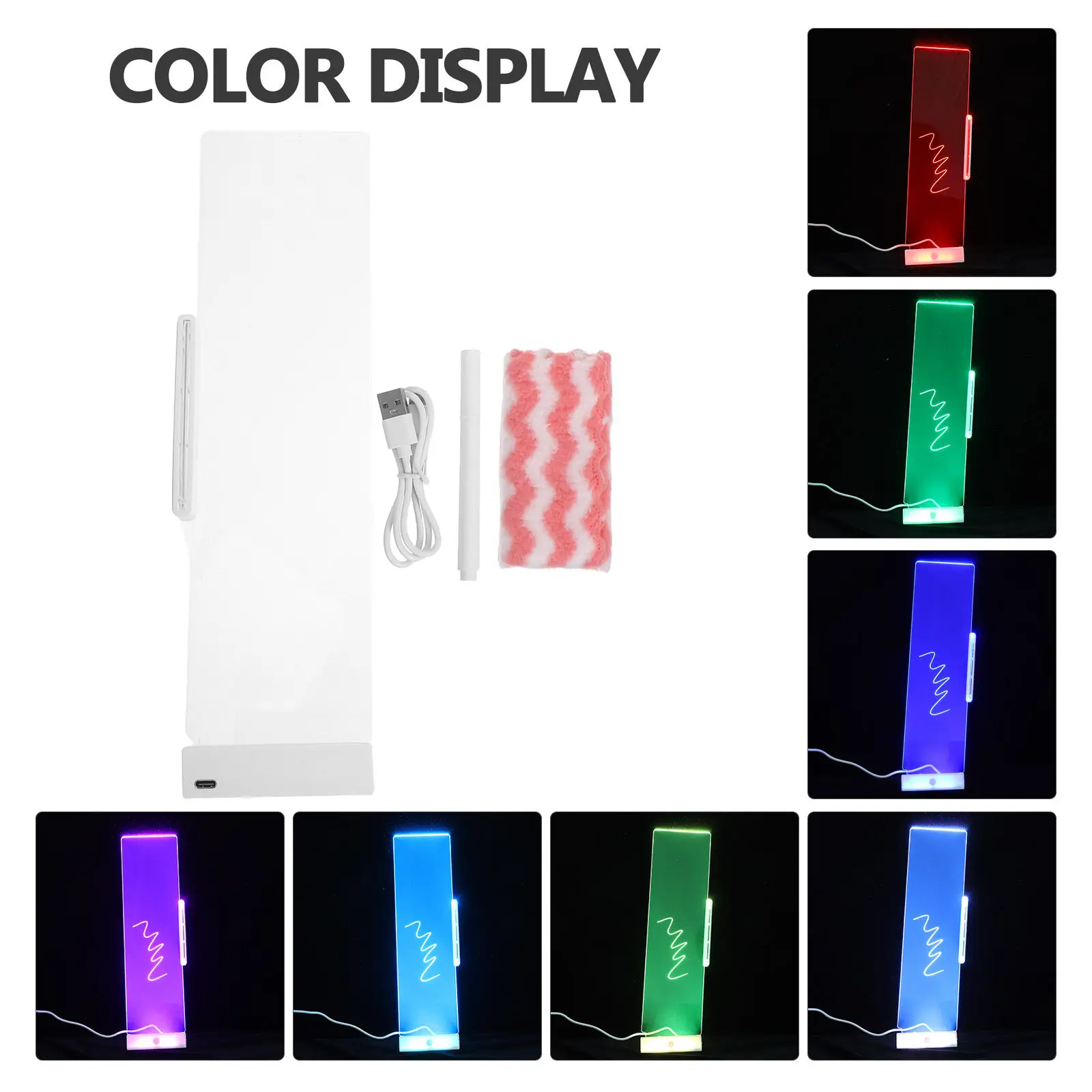 1Set Clear Transparent LED Glowing Monitor Memo Board Side Panel Desktop Note Holder Office Message Transparent Writing Board