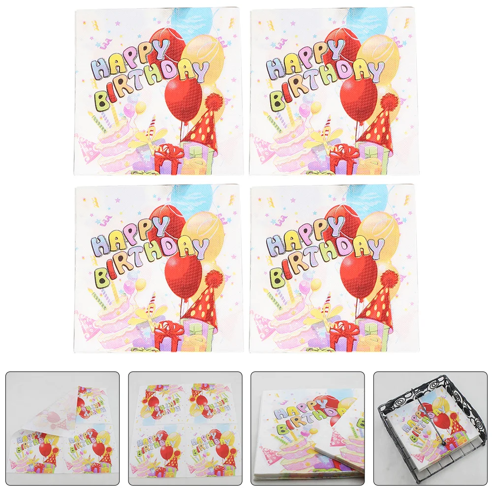 

80 Sheets Disposable Cocktail Napkins Paper Birthday Party Napkins for Kids Adults Elegant Modern Design Bright Color Printed