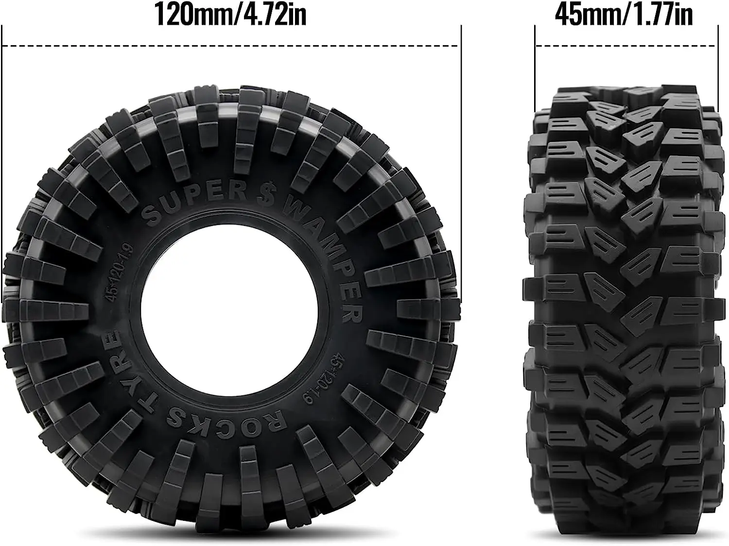 1.9 calowe opony RC zestaw gumowa opona opony do kół 1/10 opon gąsienica RC SCX10 90046 SCX10 UTB18 TRX4 6 Redcat Gen8 7VS4-10