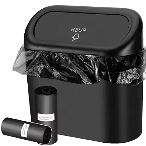 Compact Car Trash Can with Push Lid – Leak-Proof product image