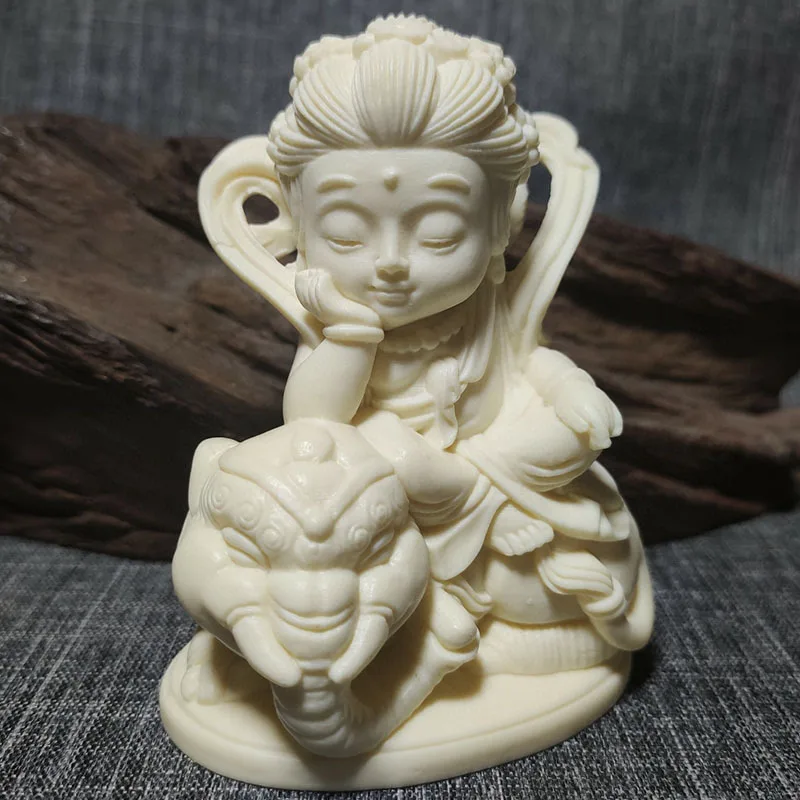 Puxian Bodhisattva Ornaments Ivory fruit carvingQVersion of Puxian Bodhisattva Car Decoration Zen Tea Ornaments Small Gifts Whol