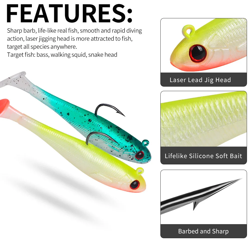 Señuelo de vinilo Swimbait con Jig Head y cola rizada para lucio - imagen 2