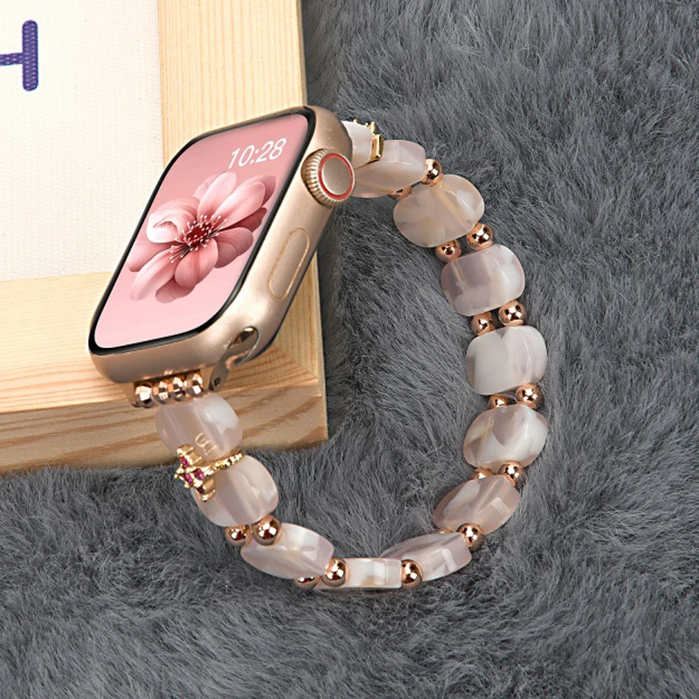 Elastic Resin Resin Strap For Apple Watch Band 10 9 8 7 6/SE/5  Ultra 49mm 44mm 45mm  41mm 42 46mm Slim glacier Link Bracelet