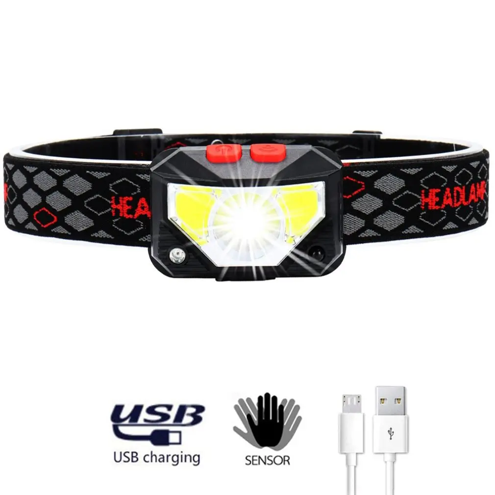 8 Modes Motion Sensor XPE+COB LED Headlamp Flashlight USB Rechargeable Waterproof Camping Head lamp Running Fishing headlight