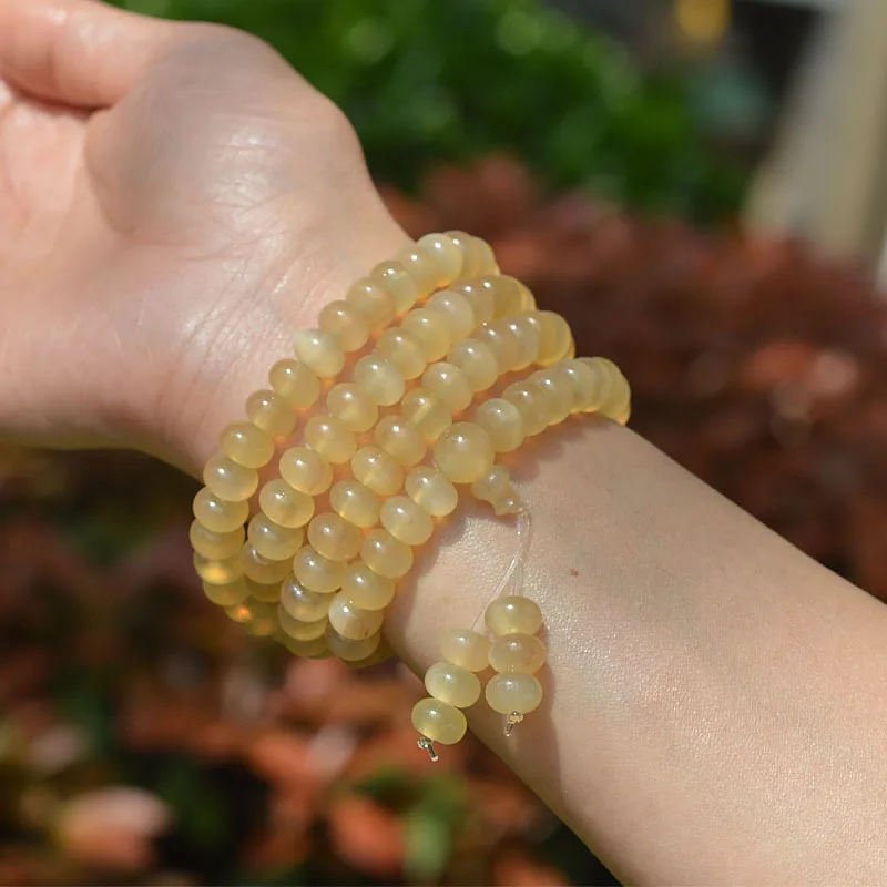 Selected Tibetan-style high mountain goat horn abacus beads 108-piece Buddhist bead bracelet, carved cultural and artistic handp