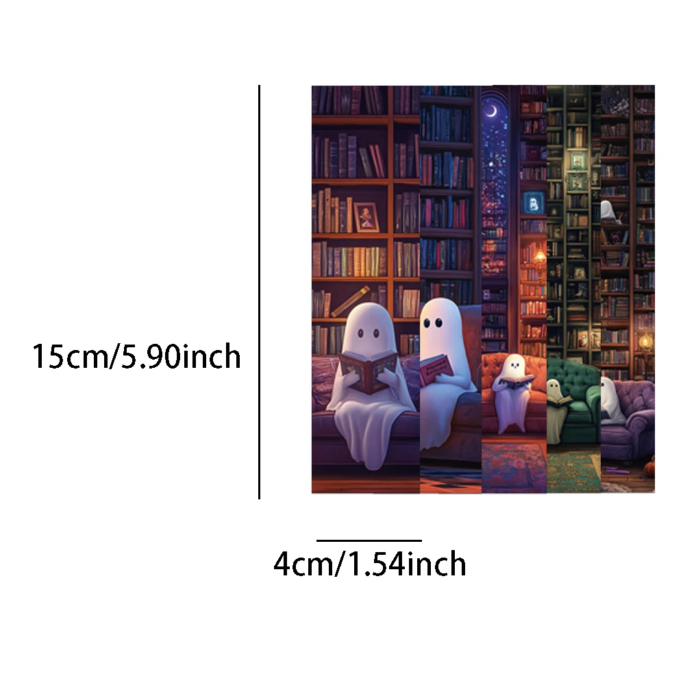 30PCS Creative Ghost Reading at the Library Bookmark Decoration Student Books Page Annotations Gift Personalized Bookmarks