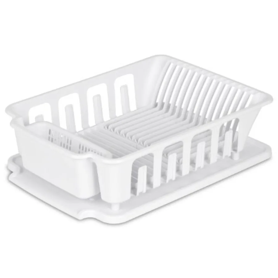 

2Piece Large Sink Set Dish Rack Drainer White 18 L x 13 3 4 W x 5 1 2 H 3 4 L x 3 4 W x