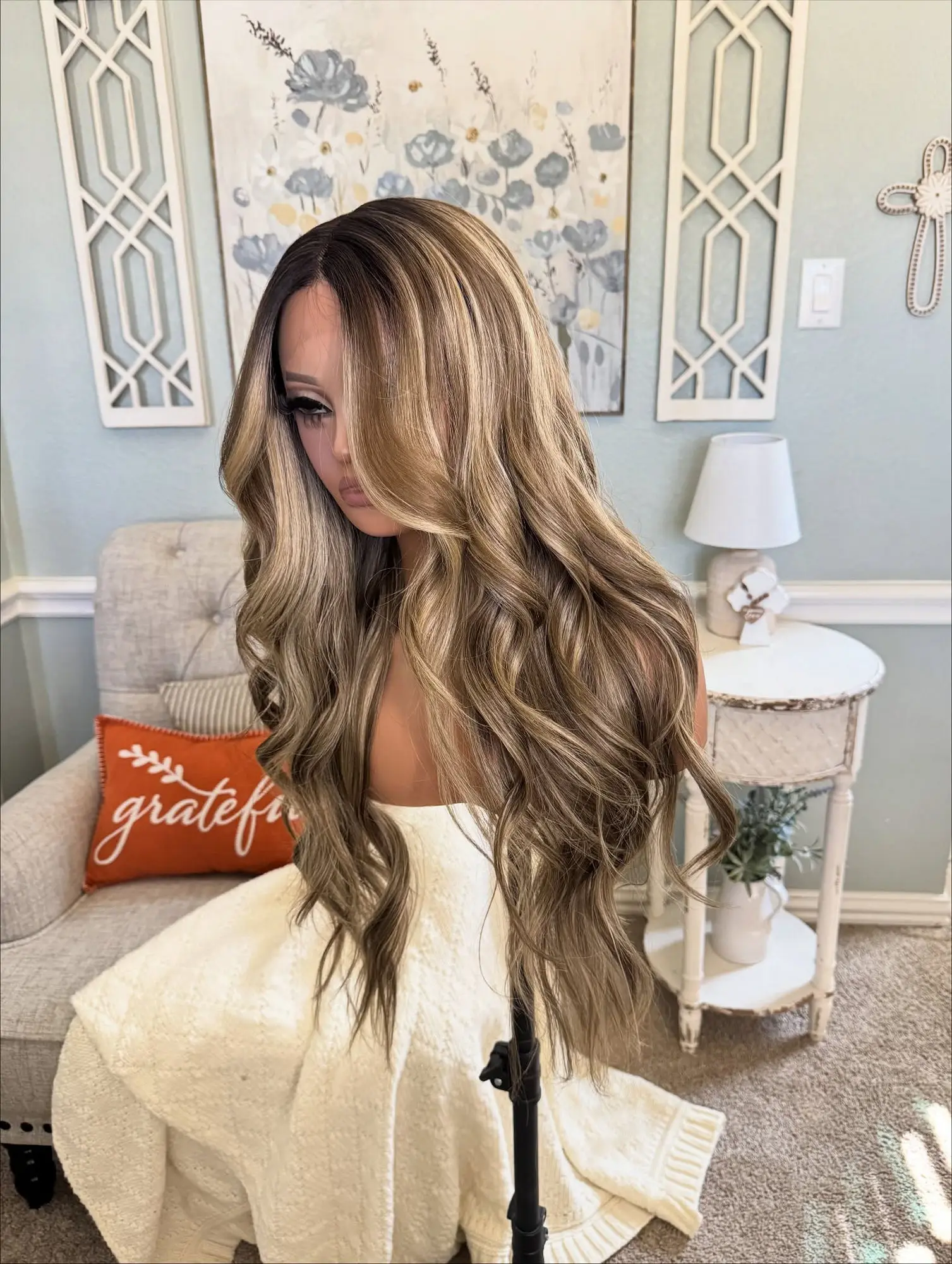 13x4 أومبير تسليط الضوء على السويسري HD شفافة الدانتيل شعر مستعار أمامي الكرمل البني لينة Balayage الجسم موجة غلويليس الباروكات الشعر الاصطناعية