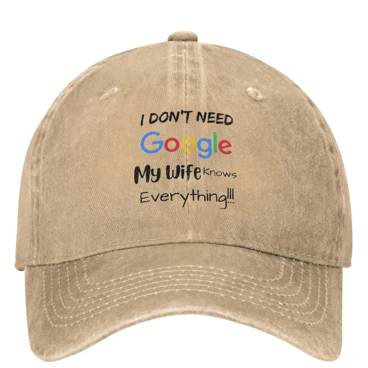 I Don't Need Google My Wife Knows Everything Washed Baseball Cap Funny Hip Hop Hats Summer Men Women Kpop Rock Snapback Cap