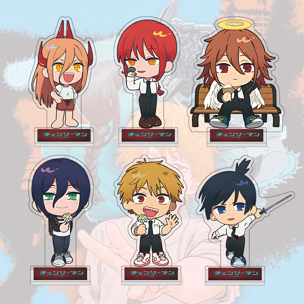 Chainsaw Man Chibi Acrylic Display 10cm Makima Power Reze Denji Aki Angel Devil Desk Decor Anime Collectible Gift keychain