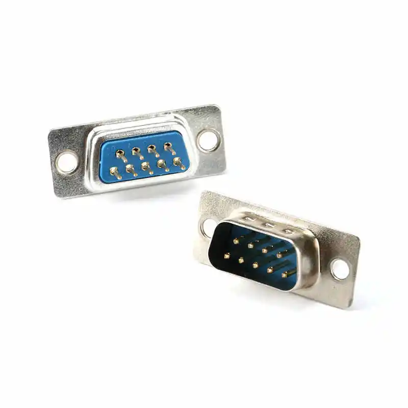 DB9 plug, socket, female, male, solder type, panel mount type, serial port, dual-row 9-pin, copper pins