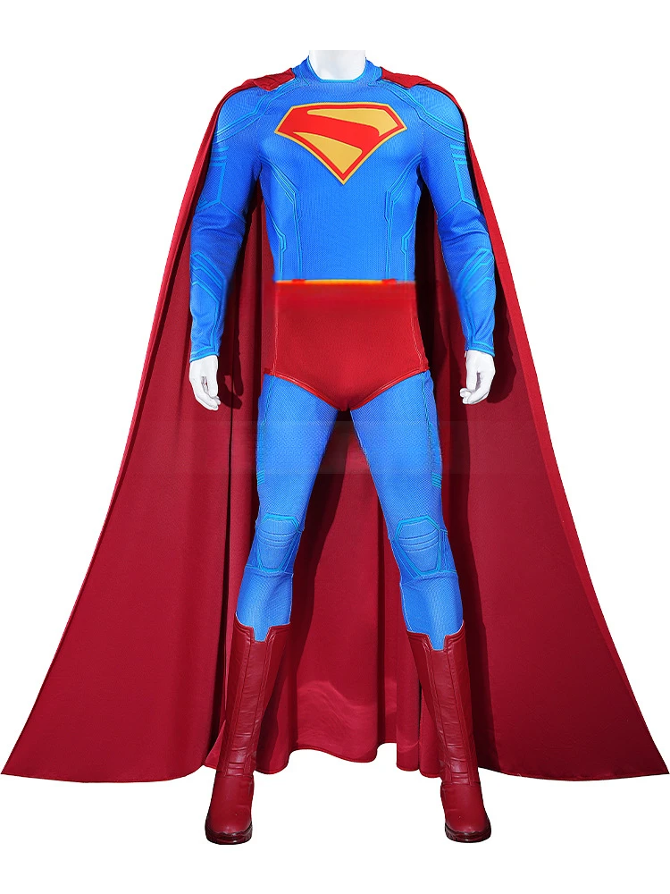 New Superhero Legacy Bros cosplay costume adult man blue bodysuit leotard jumpsuit Halloween carnival red robe xs-xxxl