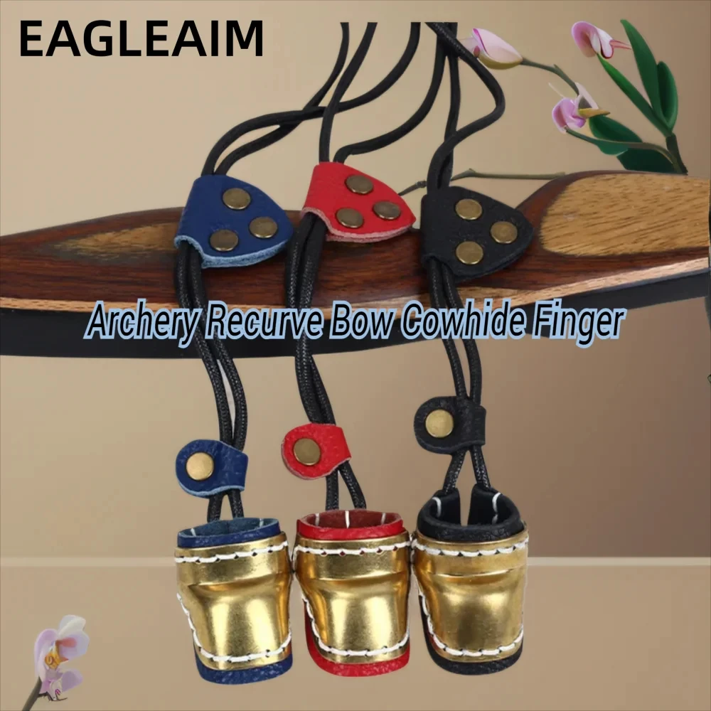 

Archery Thumb Ring Handmade Brass Leather Finger Guard Adjustable Traditional Thumb Ring Finger Protector for Bow Longbow Recurv