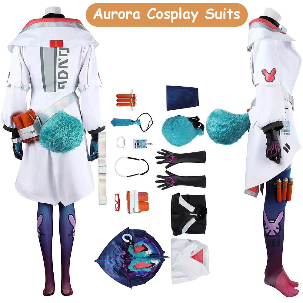 Acrane Aurora Cosplay Game LOLCostume  Roleplay Shirt Pants Glasses Belt Tail Coat Dress Adult Halloween Carnival Party Suit