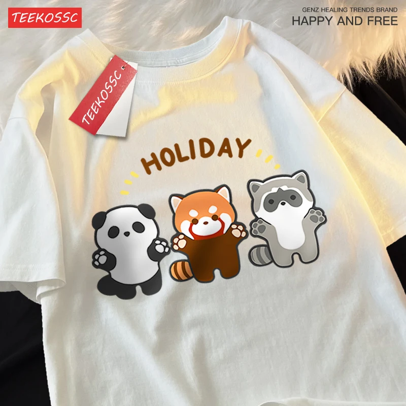 Sisters T Shirt Holiday Three Cute Animals Tshirt Summer Cotton Oversized Fashion Brand Tee Shirt Street Casual Sisters Tshirt