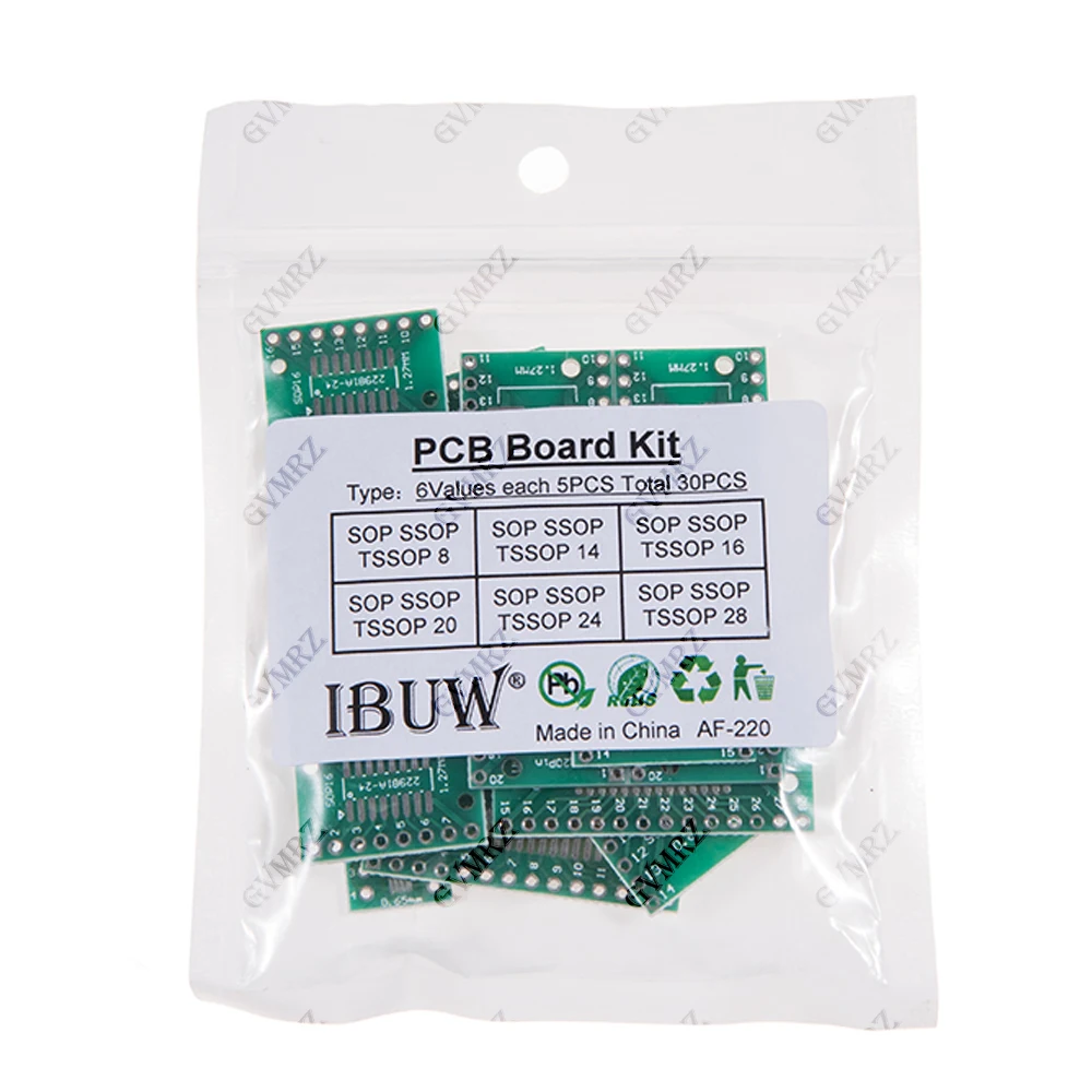 30PCS 6Values SOP SSOP TSSOP PCB Adapter Board Kit for SOP8/14/16/20/24/28 IC Prototype DIY Electronic Project 14/16/20/24