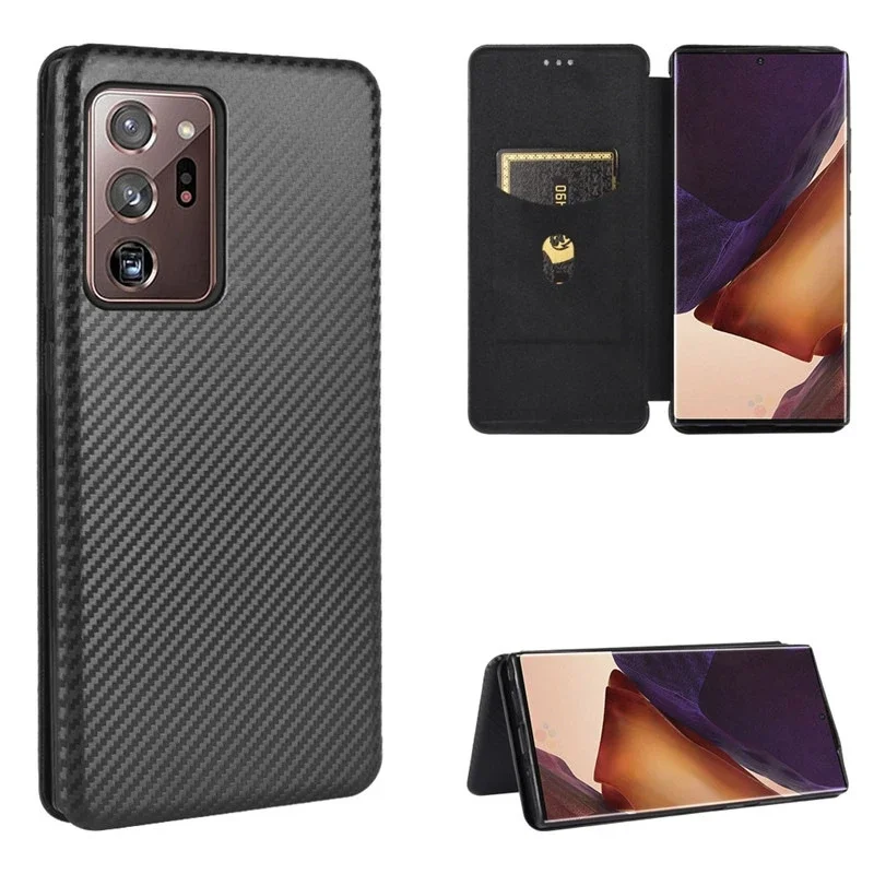 for Samsung Galaxy S26 S25 S24 S23 FE S22 A53 A32 A82 A52S S21 Note 20 Ultra Plus S20 Case Carbon Fiber Flip Magnet Holder Cover