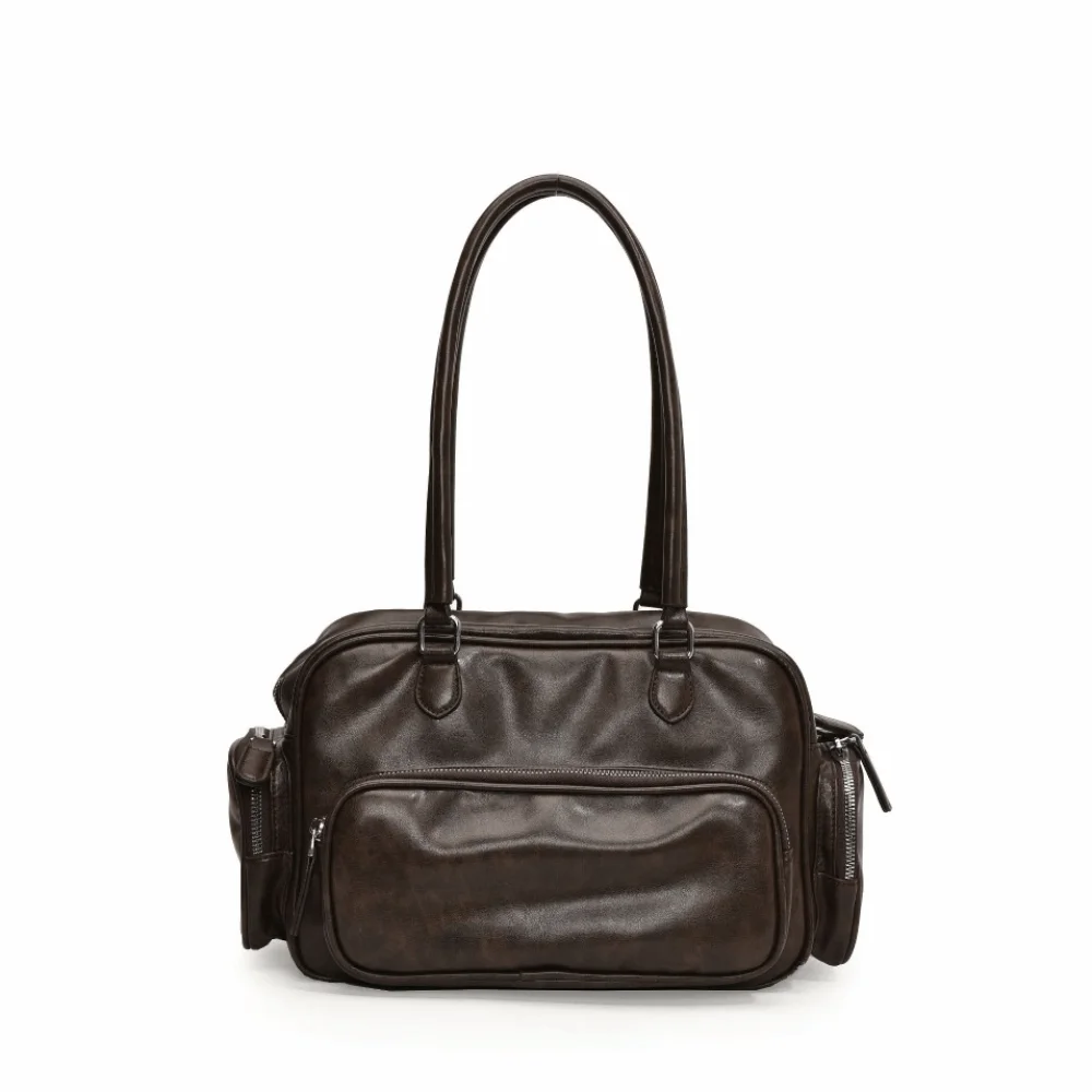 

Multiple Pockets PU Handbag Shoulder Pouch Korean Style PU Leather Shoulder Bag Tote Storage Large Capacity PU Underarm Bag