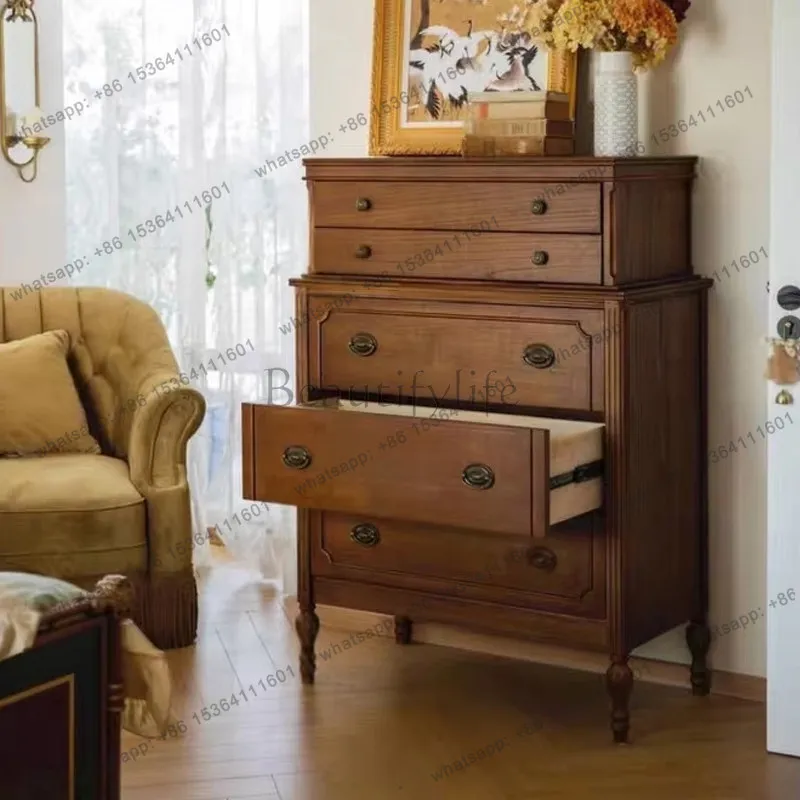 

yj15 French retro solid wood living room antique drawer storage decorative cabinet American light luxury storage cabinet