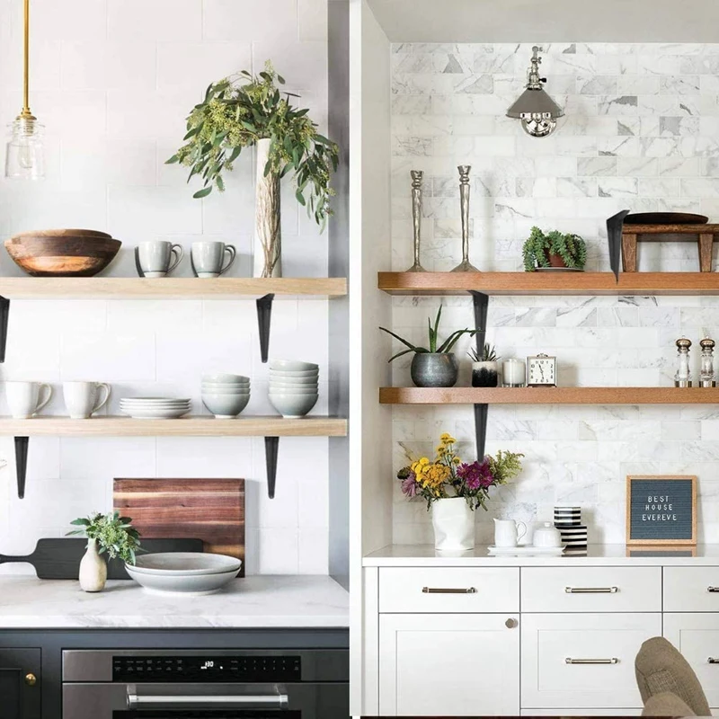 Braket rak ABWR-20PC, rak dinding Farmhouse dekoratif besi L, cocok untuk rak kayu