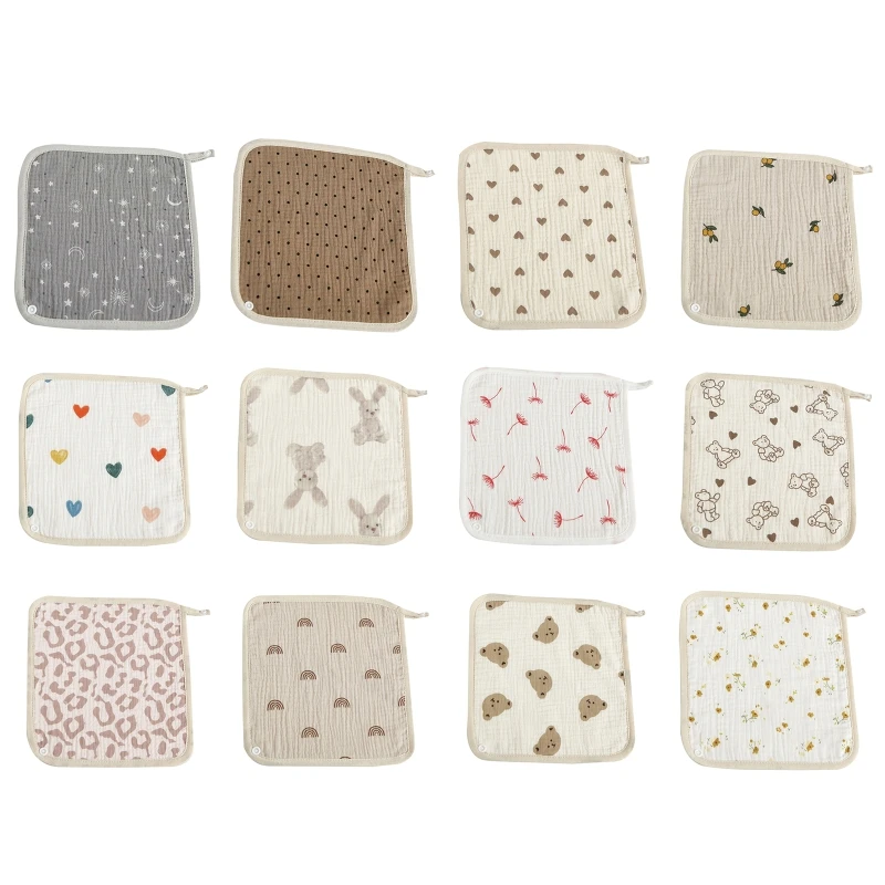N80C Bib Feeding Burp Bib Face Cloth for Baby Boy Girl Gender Neutral Multi-Layer Handkerchief Teething Drool Bib for Newborn