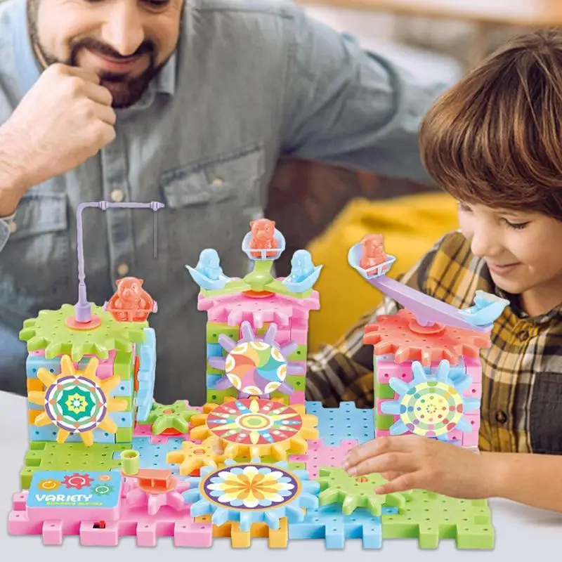 Building Blocks Gear Cogs Toy Electric Brick Building Gears Toy Set riutilizzabili ad incastro Spinning Gears Building Educational To