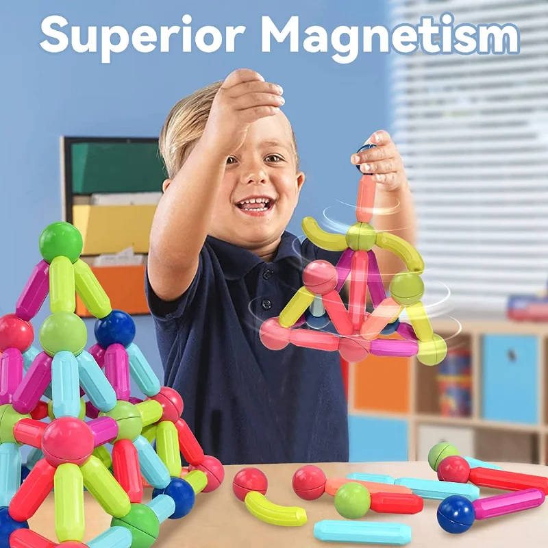 Kid Big Size Magnetic Building Blocks Set Toy Montessori Educational Magnet Stick Rod Building Blocks Construction Kid Toy Gift