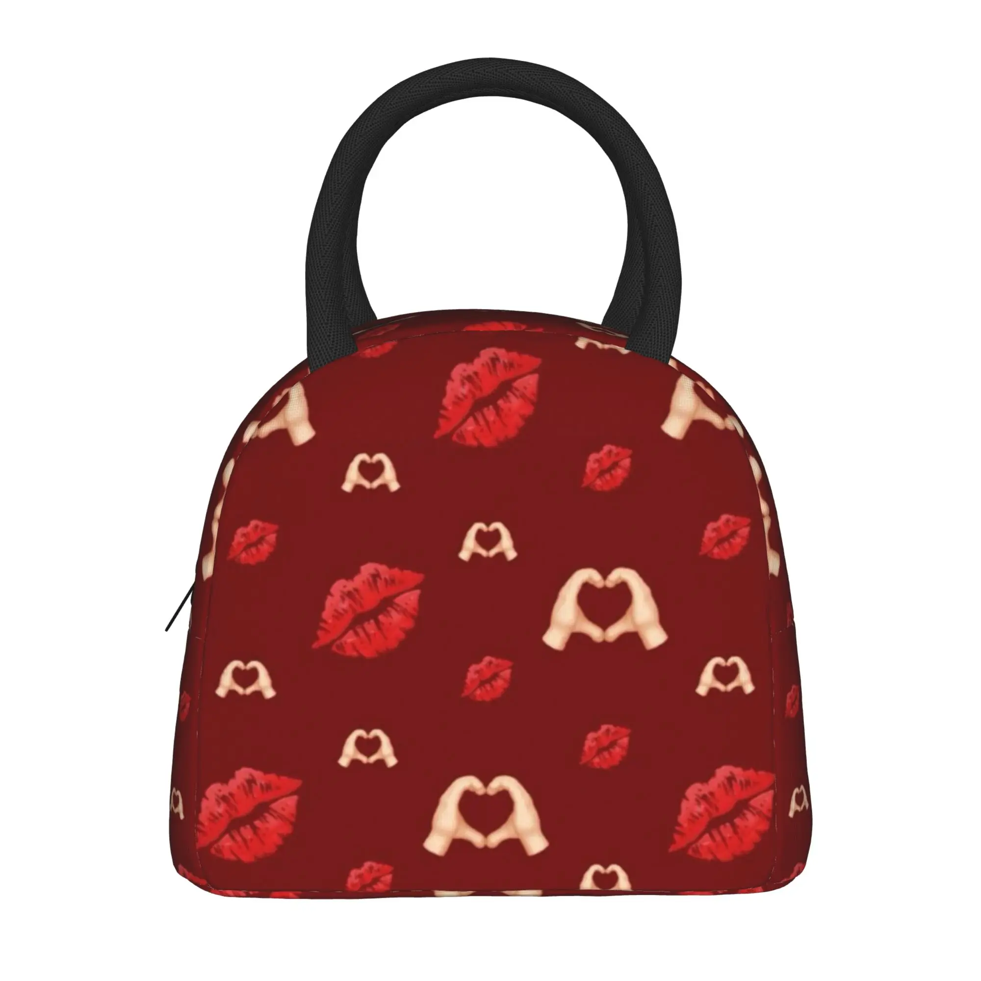 Love kiss Red lips print  Thermal Insulated Lunch Bags for Picnic  Reusable Container Bags Men Women Thermal Cooler Lunch Boxes