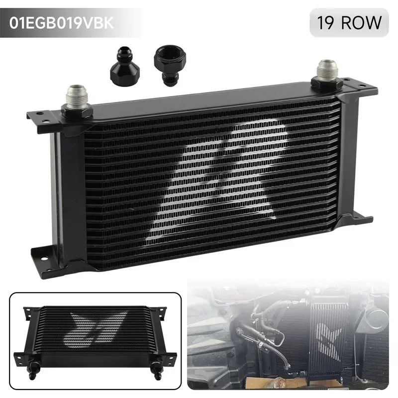 Aluminium Oil Cooler 19 Row AN8 Stacked Plate AN6 Adapter Universal Transmission Engine Radiator 248MM 3/4