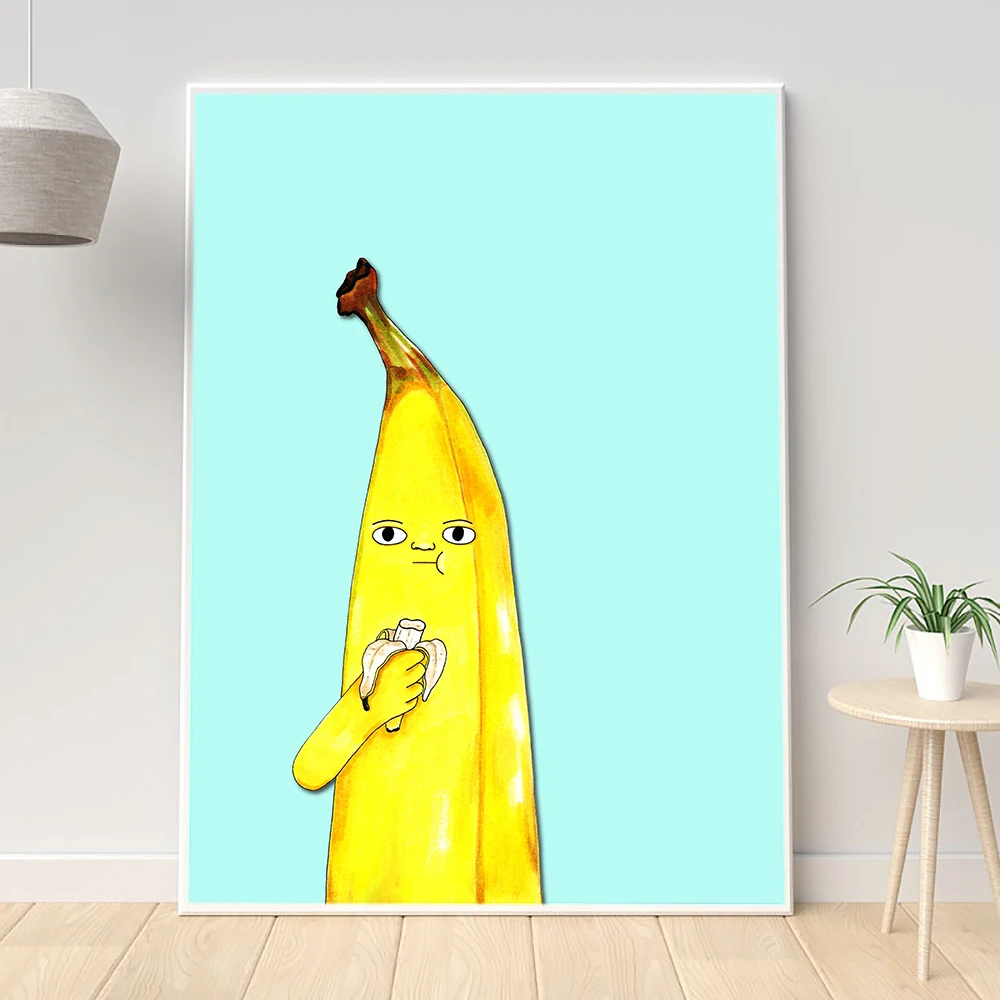 

Bananabalism Art Poster Print Funny Cute Banana Eating A Banana Kitchen Wall Pictures Fruit Canvas Painting Kids Room Home Decor