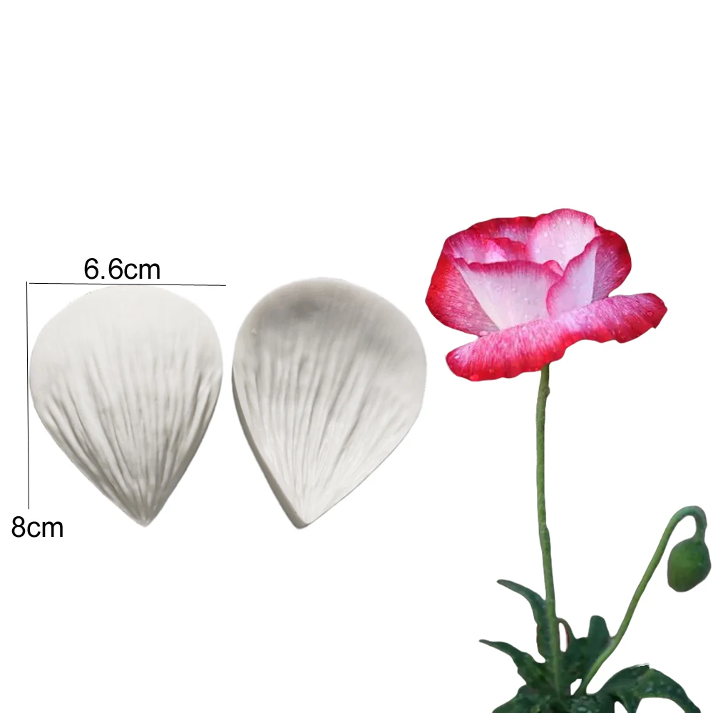 Poppy Flower Leaf Petal Veiner Silicone Cake Baking Mold Fondant Moulds Gumpaste Chocolate Sugar Clay Cake Decorating Tools