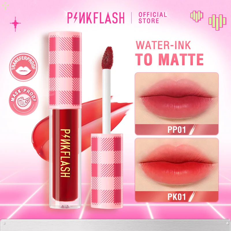 PINKFLASH lápiz labial líquido mate, resistente al agua, larga duración, tinte labial no pegajoso, hidratante, maquillaje, cosméticos