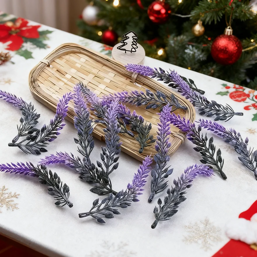 

50Pcs/80pcs Lavender Plastic Flowers DIY Wedding Gift Box Festival Decoration Home Vase Table Christmas Wreath Artificial Plants