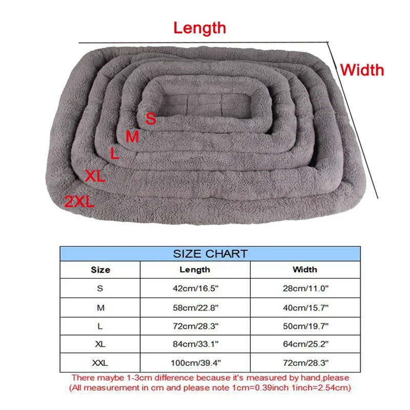 Cama grande Para perros de 5 tamaños Para mascotas, camas cálidas de lana suave Para gatos, cojín multifunción Para cachorros, estera para jaula Para perros, alfombrilla Para asiento de coche Para perros, Cama Para Cachorro
