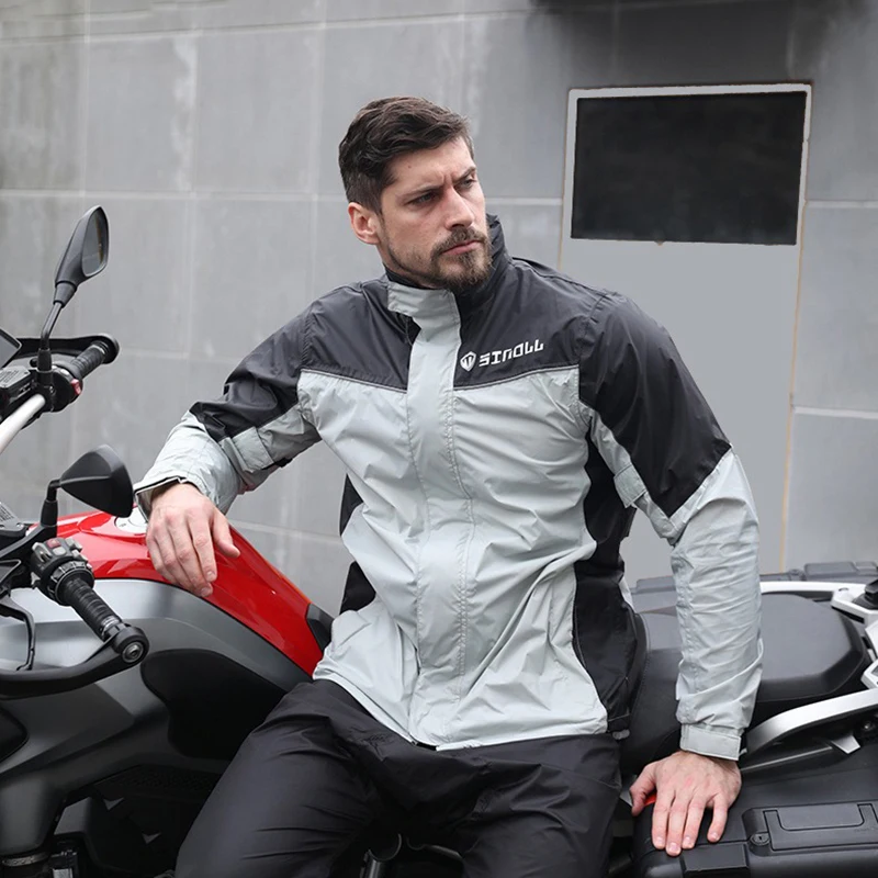 Reflective Split Motorcycle Raincoat Men Adult Cycling Raincoat Waterproof Poncho Outdoor Hiking Fishing Work Rainproof Rainwear