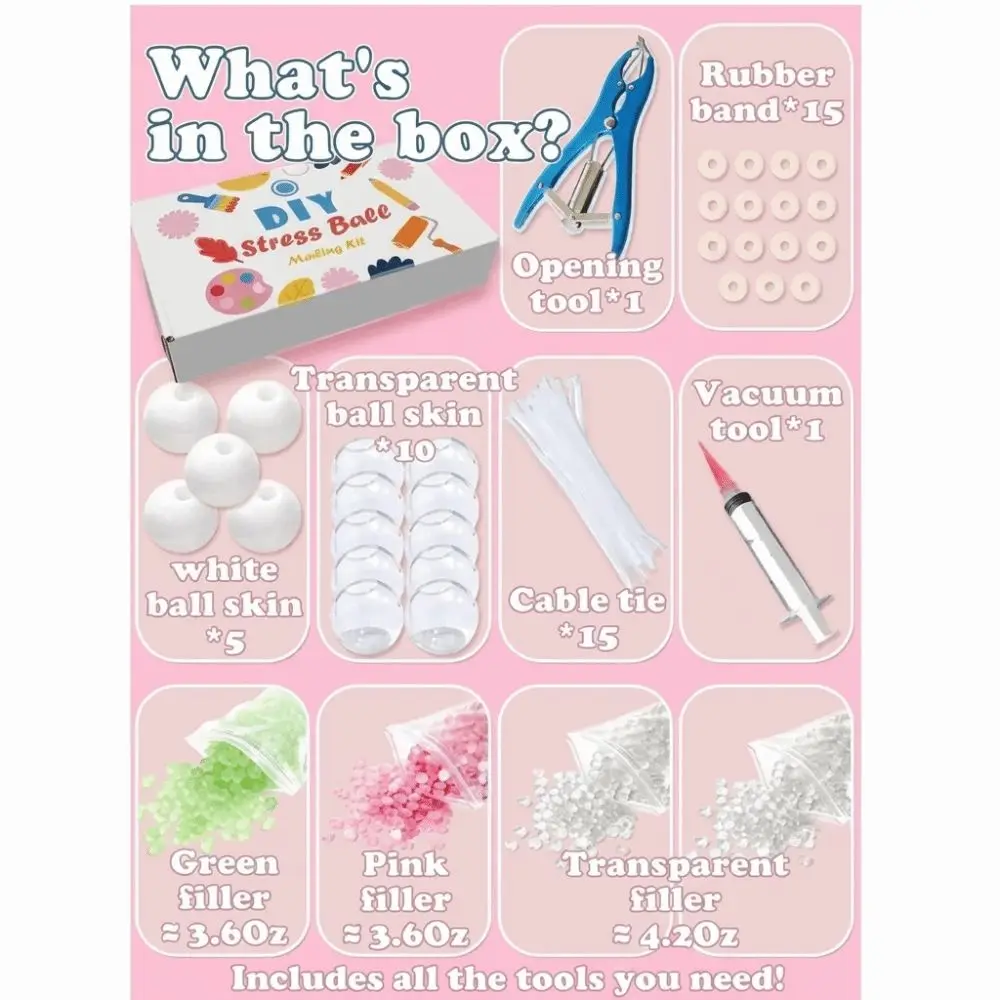 TPR DIY Ball Shell Kit Transparent Refillable DIY Stress Ball Making Kit Soft Stretchy Stress Ball Kit Stress Relief Toys