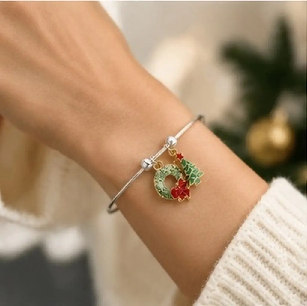 3pcs Christmas Tree Boots Bracelet Set – Festive Wrist Chain Jewelry for Holiday Party & Gift