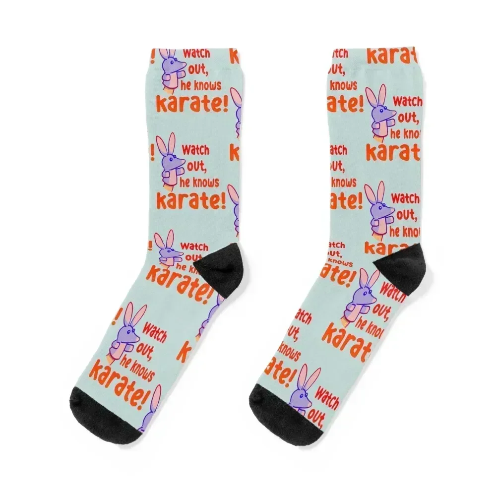 Watch out,he knows karate Socks gift retro moving stockings valentine gift ideas Women Socks Men's