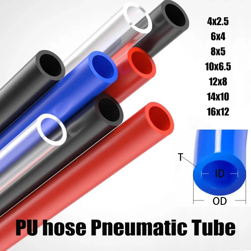 

Шланг из искусственной кожи, пневматическая трубка, газовый воздушный шланг, компрессор, прозрачный, синий, красный, черный, полиуретан, 4/6/8/10/12/14/16 мм, пневматическая трубка