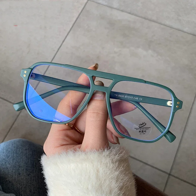 New 2024 Unisex Blue Light Blocking Computer Glasses Women Fashion TR90 Frame Vintage Square Eyewear Anti Eyestrain Eyeglasses