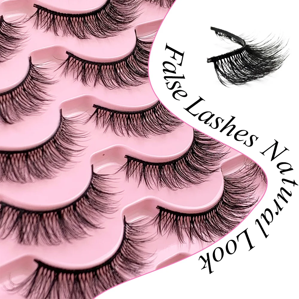 14 زوجًا من الرموش الصناعية، رموش من جلد المنك المقلد ثلاثية الأبعاد مقاس 14 مم، مظهر طبيعي، عيون قطة رقيقة، مجموعة رموش رفيعة