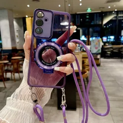 Crossbody Strap Case For Samsung Galaxy A55 A35 A15 A54 A34 A24 A14 A56 A25 A16 Lanyard Magnetic Stand Ring Holder Soft Cover