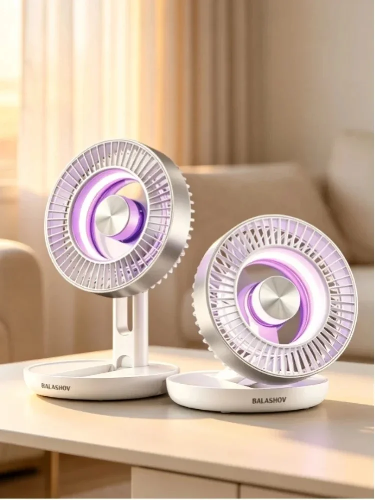 USB-aufladbarer, faltbarer Tischventilator, kabelloser, tragbarer, geräuscharmer Mini-Tischkühlventilator, multifunktionaler persönlicher Luftzirkulator, kleiner batteriebetriebener Tischventilator