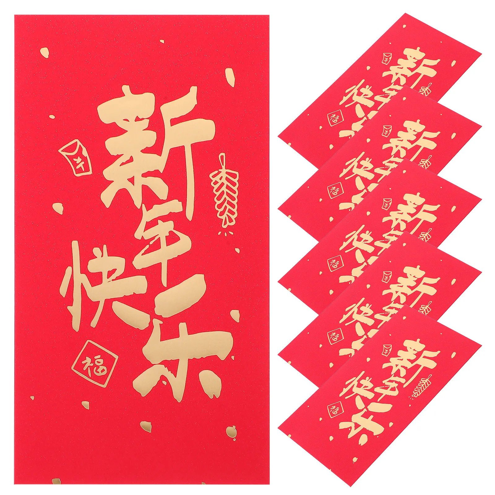 6Pcs Traditional Red Envelopes Chinese Lucky Money Bags for New Year Wedding Graduation Thickened Paper Cash Greeting Card
