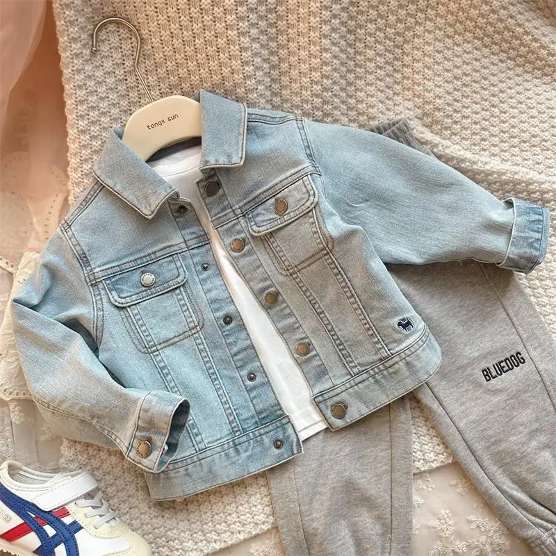 Fashion Baby Girl Boy Jean Shirt Jacket Infant Toddler Kid Denim Blouses Long Sleeve Spring Autumn Outfit Baby Clothes 1-9Y