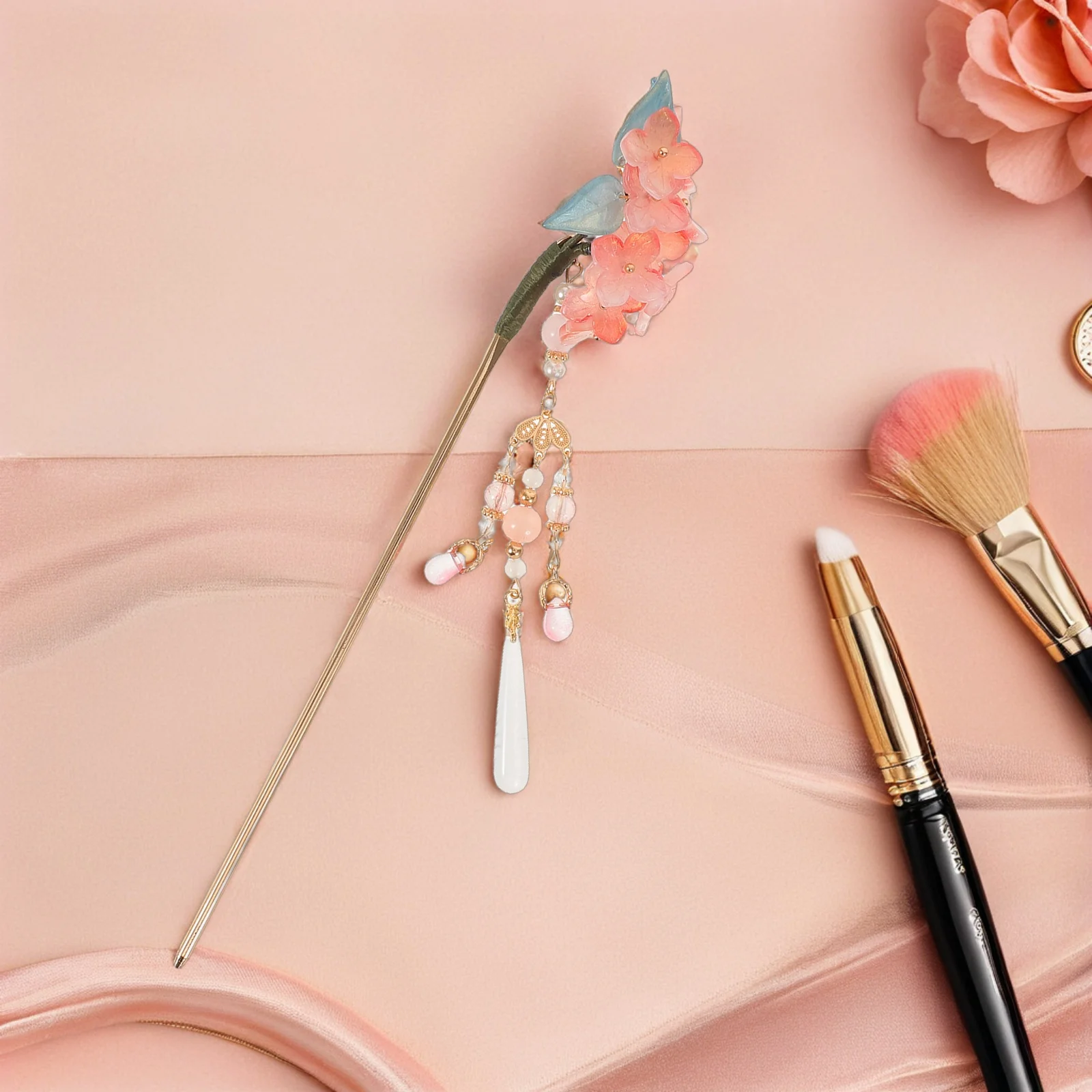 

Hanfu Hairpin Bun Headgear Classic Pins Chinese Flower Chopsticks Pink Forks Holders Styling Accessories