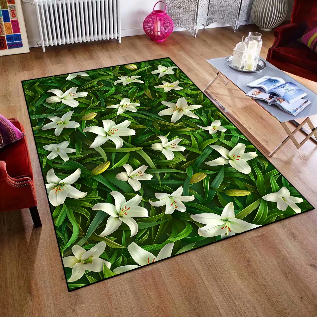 3D Green Plant Pattern Carpet Living Room Decor 3D Room Rugs Entrance Door Mat Children Bedroom Non-slip Floor Carpets Washable