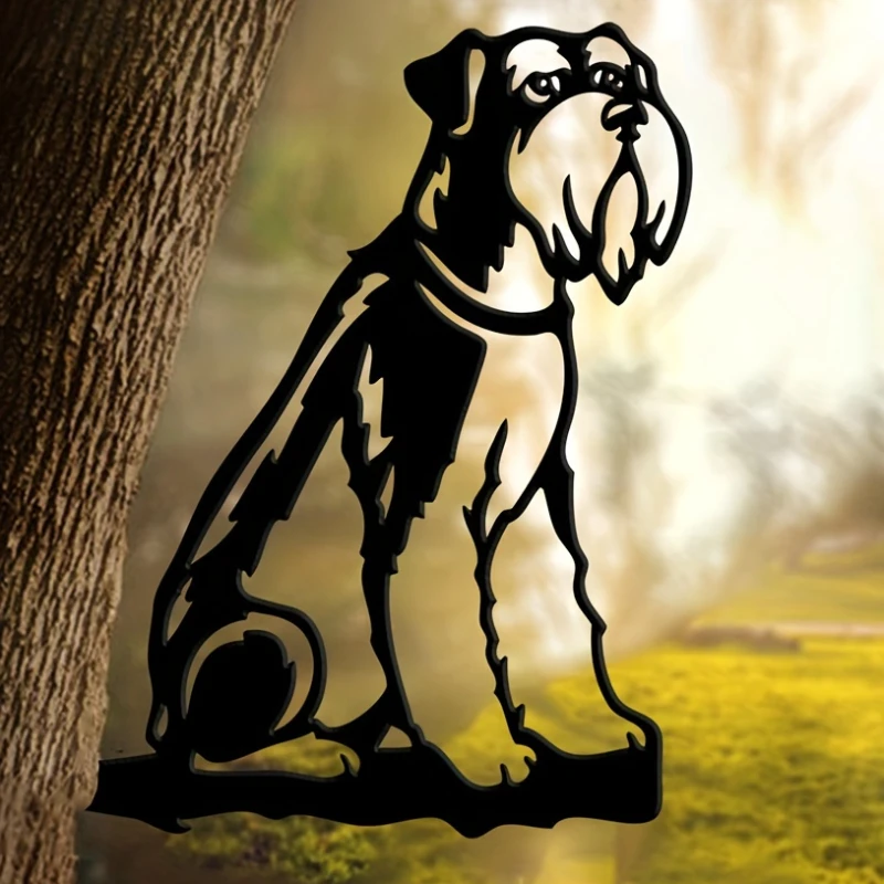 Metal Schnauzer Silhouette Puppy Dog Sign Cutout Rustic Outdoor Home & Garden Decor Housewarming Gift For Dog Lover